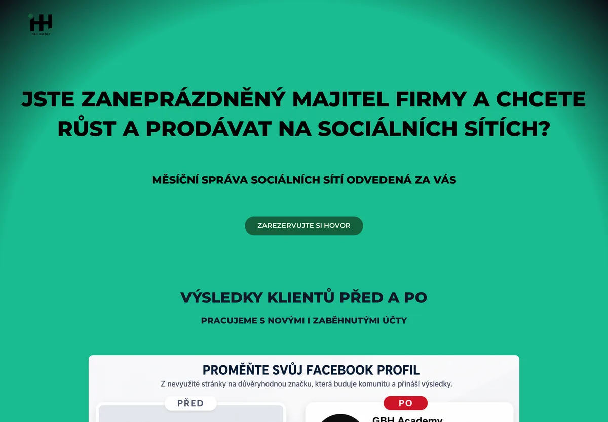 Náhled webu H&H Agency